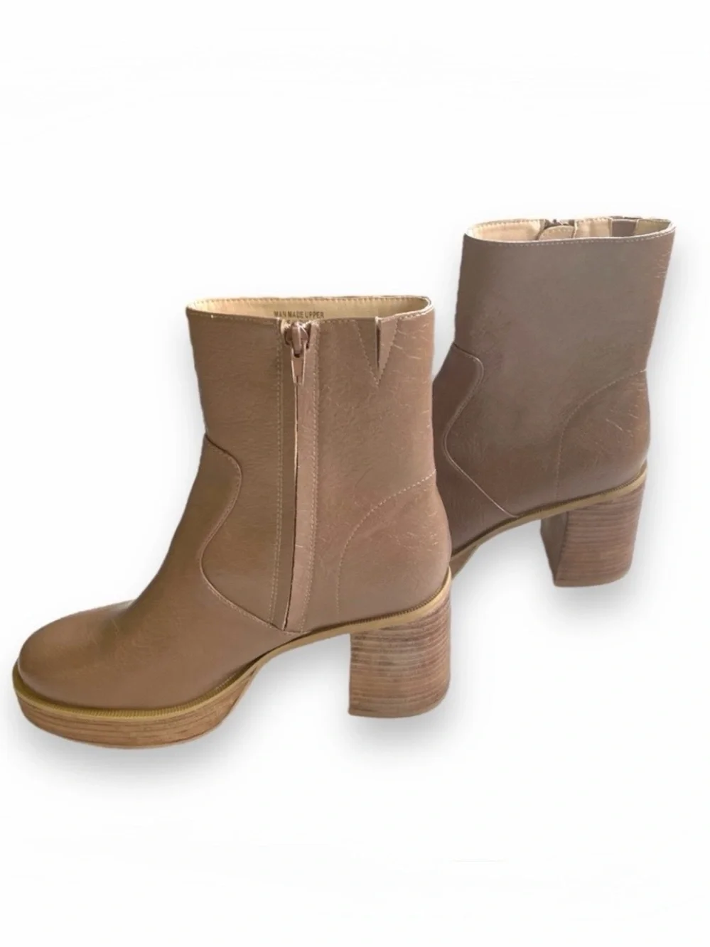 Oasis Society Chunky Platform Ankle Boots Mauve Tan Block Heel Booties Size 9